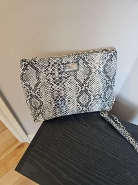 sofia by sofia vergara Black & White Snake-Print Chain Strap Clutch